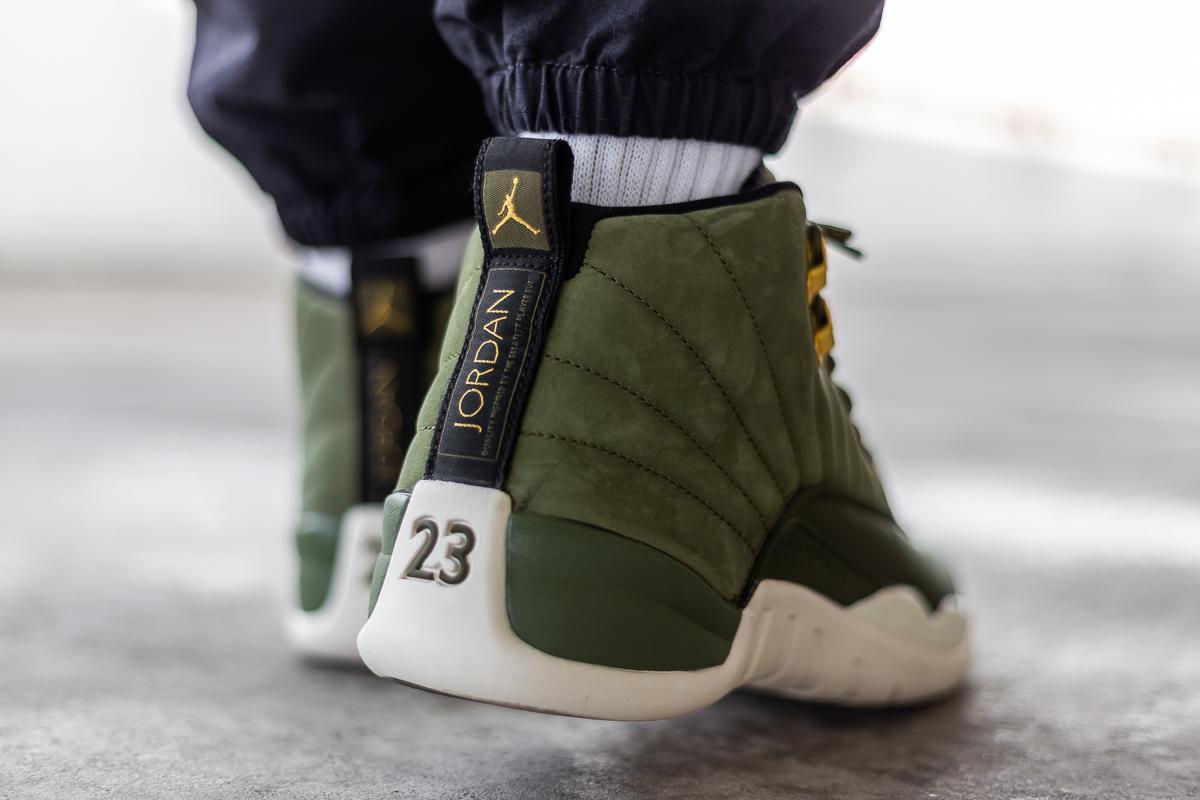 Air jordan 12 olive on sale canvas